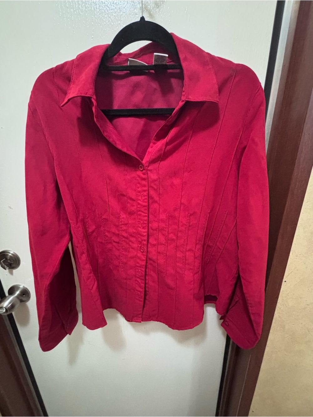Kim Rogers Red Button-Down Collared Women's Shirt